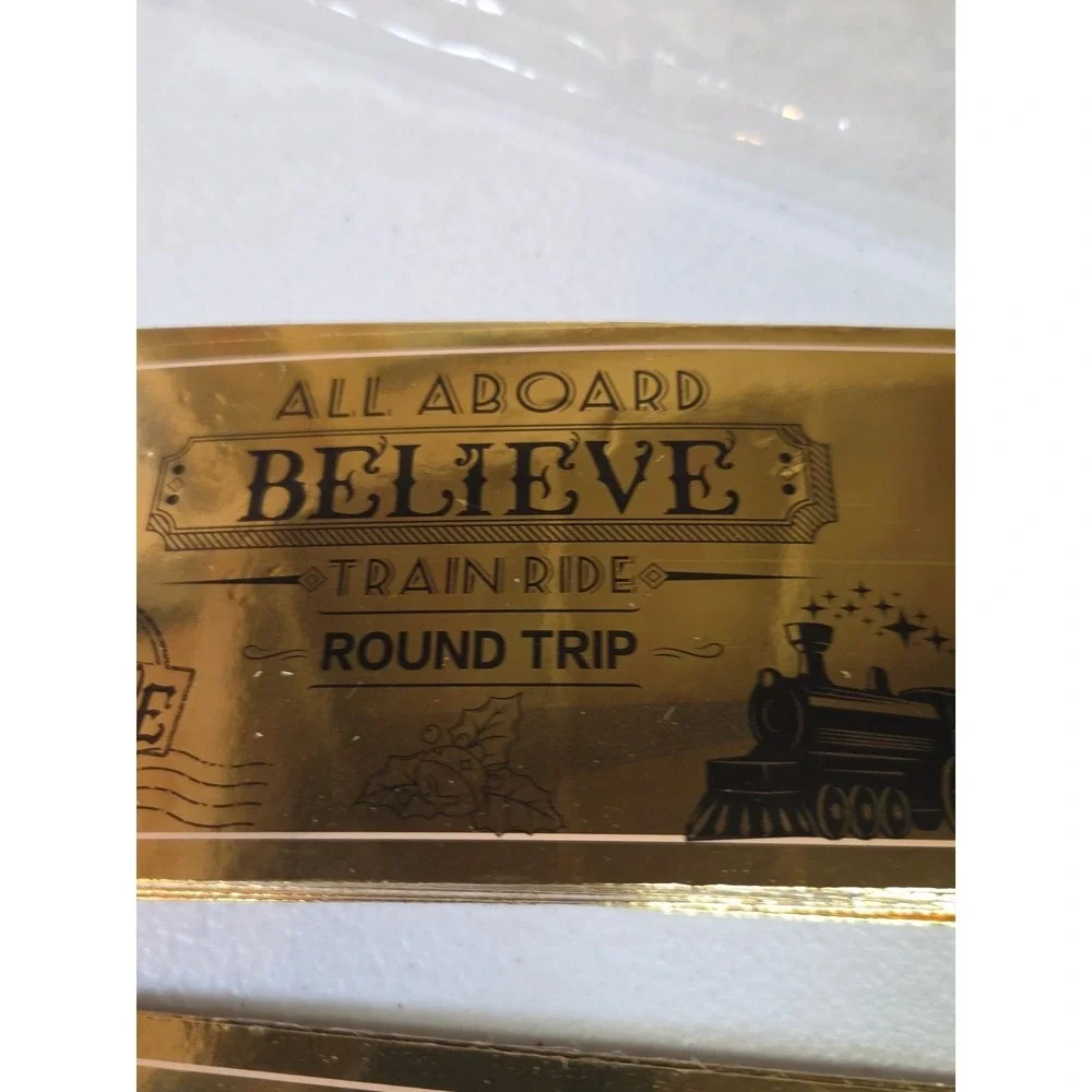 Gold Foil Believe Polar Express Train Ride Tickets Stickers & Invitations 40 Eac